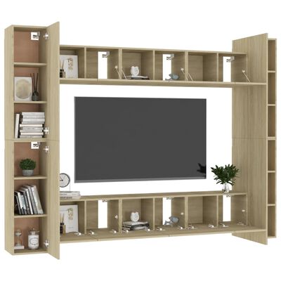 vidaXL Set di Mobili Porta TV 10 pz Rovere Sonoma in Legno Multistrato