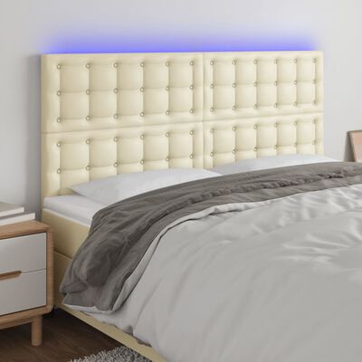 vidaXL Testiera a LED Crema 180x5x118/128 cm in Similpelle