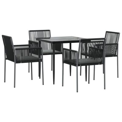 vidaXL Set Pranzo Giardino 5 pz con Cuscini Polyrattan e Acciaio Nero