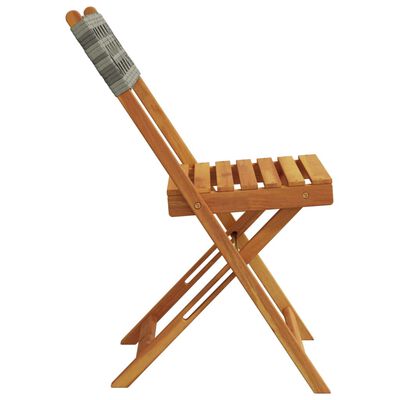 vidaXL Sedie da Bistrò 2 pz Grigie Legno Massello Acacia e Polyrattan