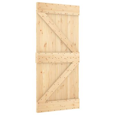 vidaXL Porta Scorrevole con Set Hardware 95x210 cm Legno Massello Pino