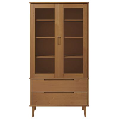 vidaXL Vetrina MOLDE Marrone 90x35x175 cm in Legno Massello di Pino