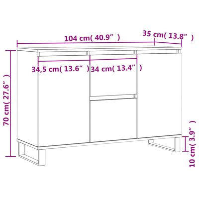 vidaXL Credenza Grigio Sonoma 104x35x70 cm in Legno Multistrato