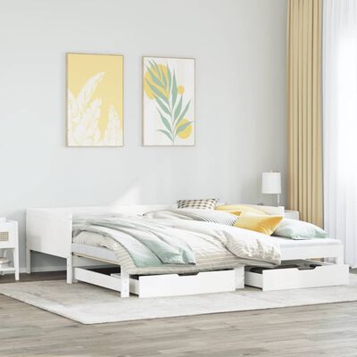 vidaXL Dormeuse Letto Estraibile e Cassetti Bianca 80x200cm Legno Pino