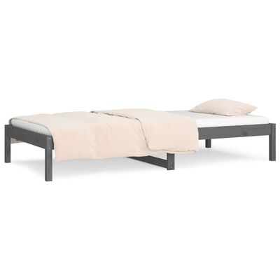 vidaXL Dormeuse Grigia 90x190 cm Single in Legno Massello di Pino