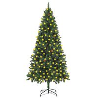 vidaXL Albero di Natale Preilluminato con Pigne Verde 210 cm