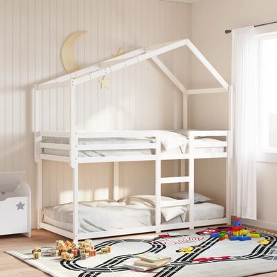 vidaXL Tetto Letto Bambini Bianco 203x80,5x142 cm Legno Massello Pino