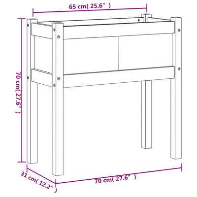 vidaXL Fioriera Giardino Gambe Marrone Cera 70x31x70 cm Massello Pino