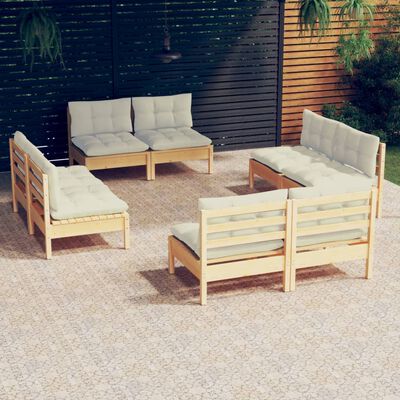 vidaXL Set Salotto da Giardino 8 pz con Cuscini Crema in Legno di Pino