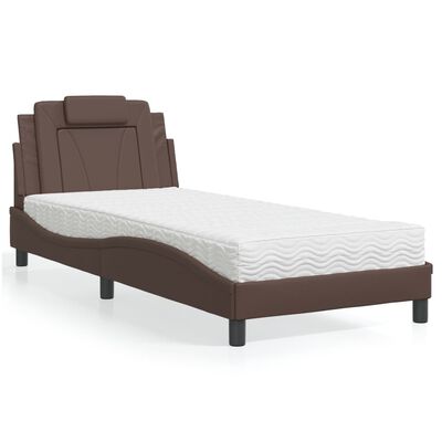 vidaXL Letto con Materasso Marrone 90x190 cm in Similpelle