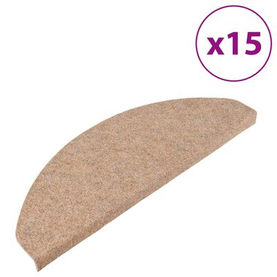 vidaXL Tappetini Autoadesivi per Scale 15 pz 65x22,5x3,5 cm Beige