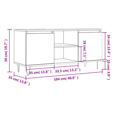 vidaXL Mobile Porta TV Rovere Fumo 104x35x50 cm in Legno Multistrato