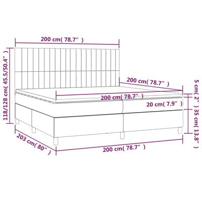 vidaXL Giroletto a Molle con Materasso Grigio Chiaro 200x200cm Velluto