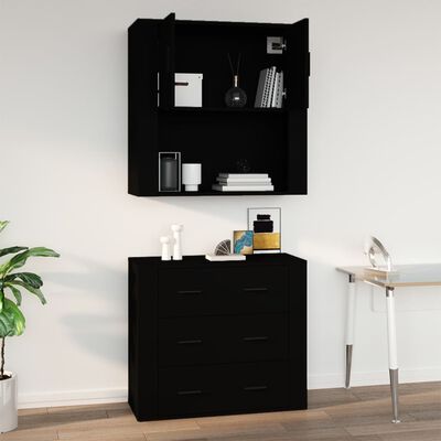 vidaXL Mobile a Parete Nero 80x33x80 cm in Legno Multistrato