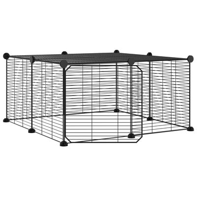 vidaXL Gabbia per Animali 12 Pannelli con Porta Nero 35x35 cm Acciaio