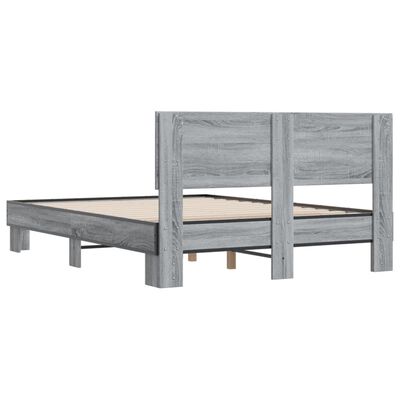 vidaXL Giroletto Grigio Sonoma 140x190 cm in Legno Multistrato Metallo