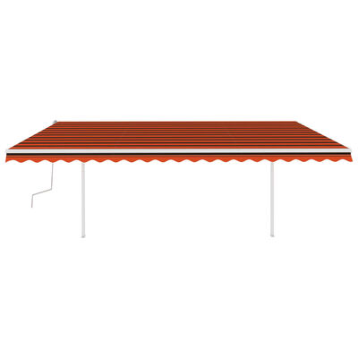 vidaXL Tenda da Sole Retrattile Manuale con Pali 5x3 m Arancio Marrone