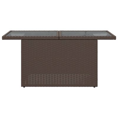 vidaXL Tavolo da Giardino Piano Vetro Marrone 100x55x73 cm Polyrattan