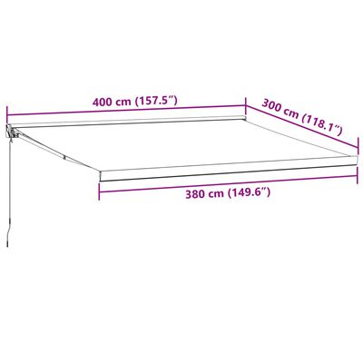 vidaXL Tenda Retrattile Antracite e Bianca 4x3 m Tessuto e Alluminio