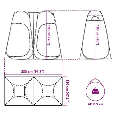 vidaXL Tenda Privacy Pop-Up Verde Impermeabile