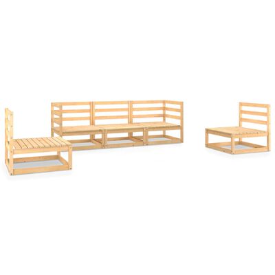 vidaXL Set Divani da Giardino 5 pz in Legno Massello di Pino