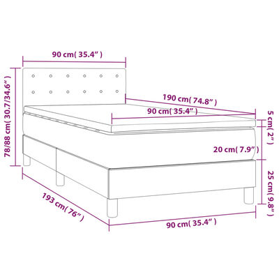 vidaXL Giroletto a Molle con Materasso Crema 90x190 cm in Tessuto