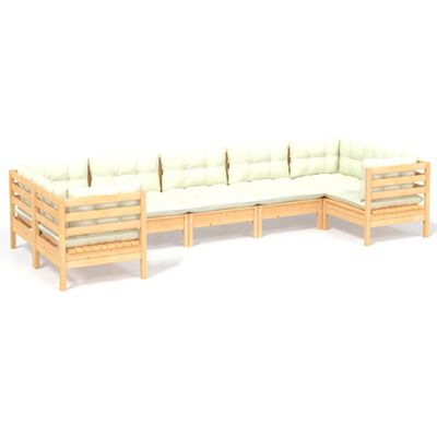 vidaxL Set Salotto da Giardino 7pz con Cuscini Crema in Legno di Pino