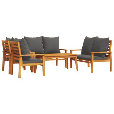 vidaXL Set Salotto da Giardino 5 pz con Cuscini Legno Massello Acacia