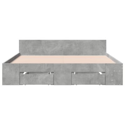 vidaXL Giroletto Cassetti Grigio Cemento 140x190 cm Legno Multistrato