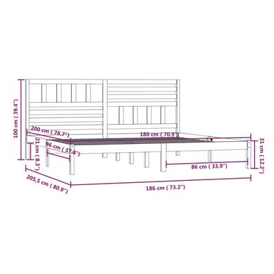 vidaXL Giroletto senza Materasso 180x200 cm in Legno Massello di Pino