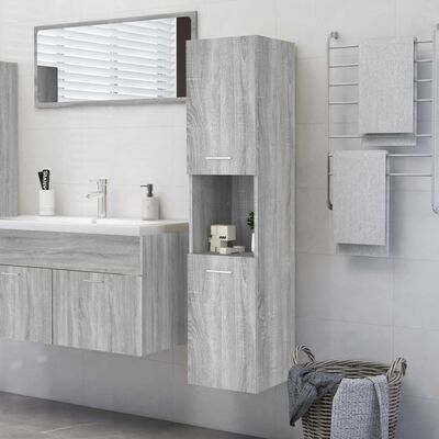 vidaXL Armadietto Bagno Grigio Sonoma 30x30x130cm in Legno Multistrato