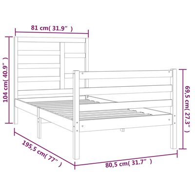 vidaXL Giroletto in Legno Massello 75x190 cm Small Single