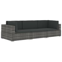 vidaXL Set Divani da Giardino 3 pz con Cuscini in Polyrattan Grigio