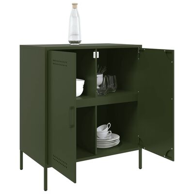 vidaXL Credenza Verde Oliva 68x39x79 cm in Acciaio