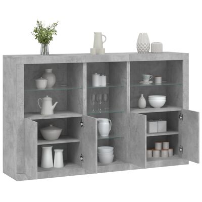 vidaXL Credenza con Luci LED Grigio Cemento 162x37x100 cm