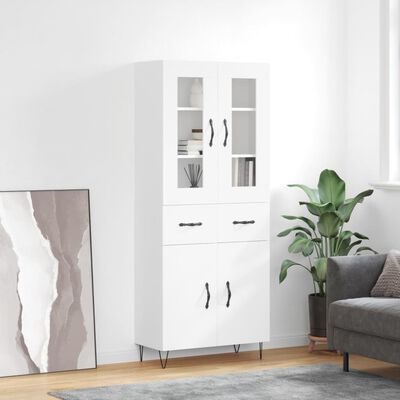 vidaXL Credenza Bianca 69,5x34x180 cm in Legno Multistrato