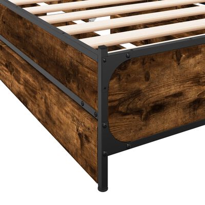 vidaXL Giroletto con Cassetti Rovere Fumo 75x190 cm Legno Multistrato