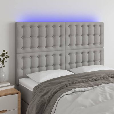 vidaXL Testiera a LED Grigio Chiaro 144x5x118/128 cm in Tessuto