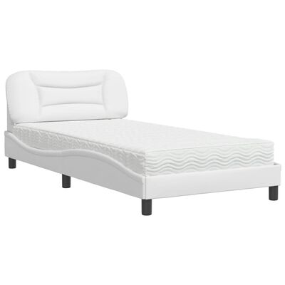 vidaXL Letto con Materasso Bianco 100x200 cm in Similpelle