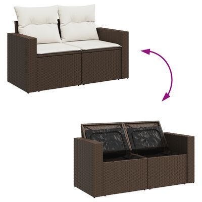 vidaXL Set Divano da Giardino 4 pz con Cuscini Marrone in Polyrattan