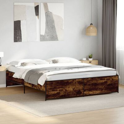 vidaXL Giroletto Rovere Fumo 200x200 cm in Legno Multistrato e Metallo