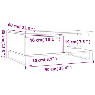 vidaXL Tavolino da Salotto Bianco 90x60x35 cm in Legno Multistrato