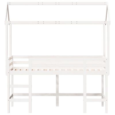 vidaXL Letto Soppalco con Scala e Tetto Bianco 80x200 cm Massello Pino