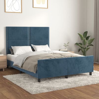 vidaXL Giroletto senza Materasso Blu Scuro 140x190 cm in Velluto