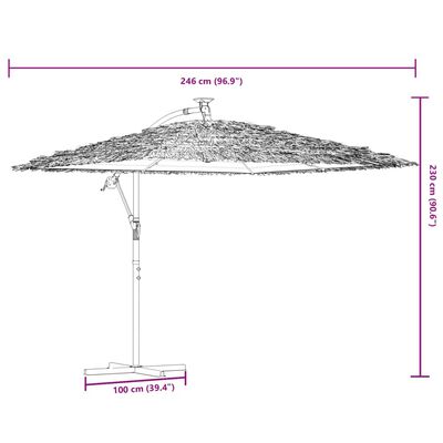 vidaXL Ombrellone Giardino LED e Palo in Acciaio Marrone 246x246x230cm