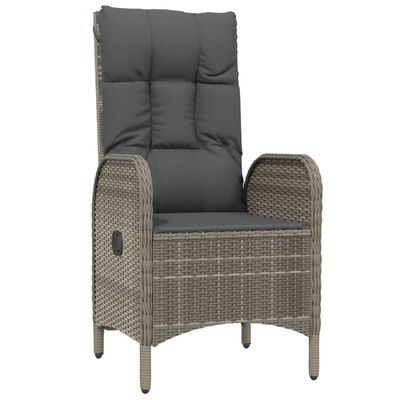 vidaXL Set da Pranzo Giardino 7pz Nero e Grigio con Cuscini Polyrattan