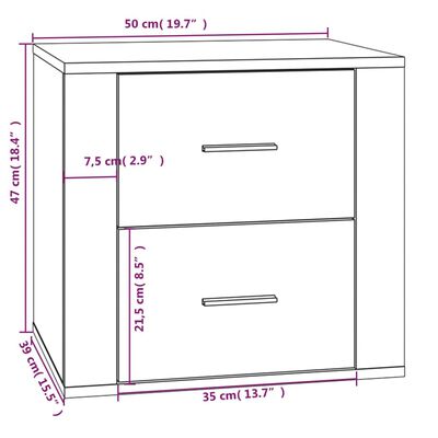 vidaXL Comodino Rovere Sonoma 50x39x47 cm