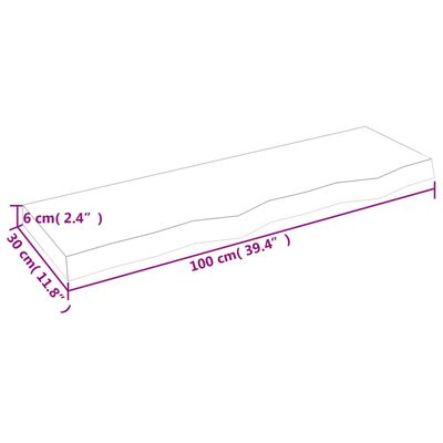 vidaXL Ripiano a Parete 100x30x(2-6) cm Massello Rovere Non Trattato