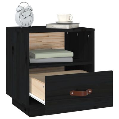 vidaXL Comodini Nero 2 pz 40x34x45 cm in Legno Massello di Pino