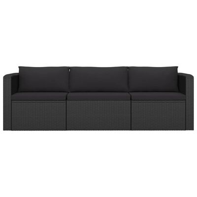 vidaXL Set Divani da Giardino 10 pz con Cuscini in Polyrattan Nero